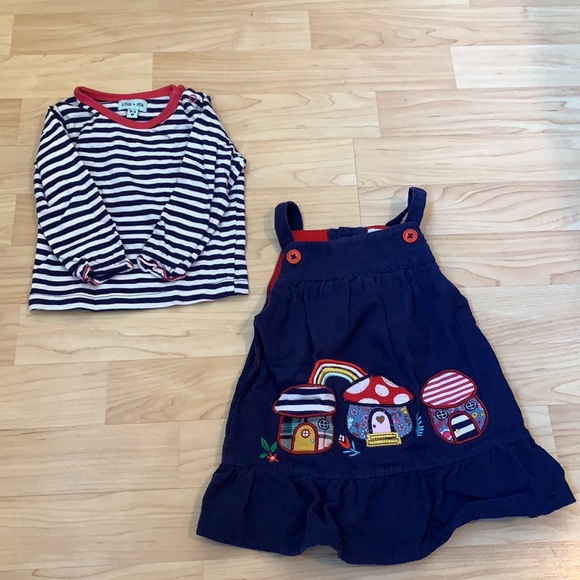 Lilly + Sid Two (2) Piece Little Girls Mushroom Rainbow Patches Outfit 0-3 mos - Picture 5 of 9